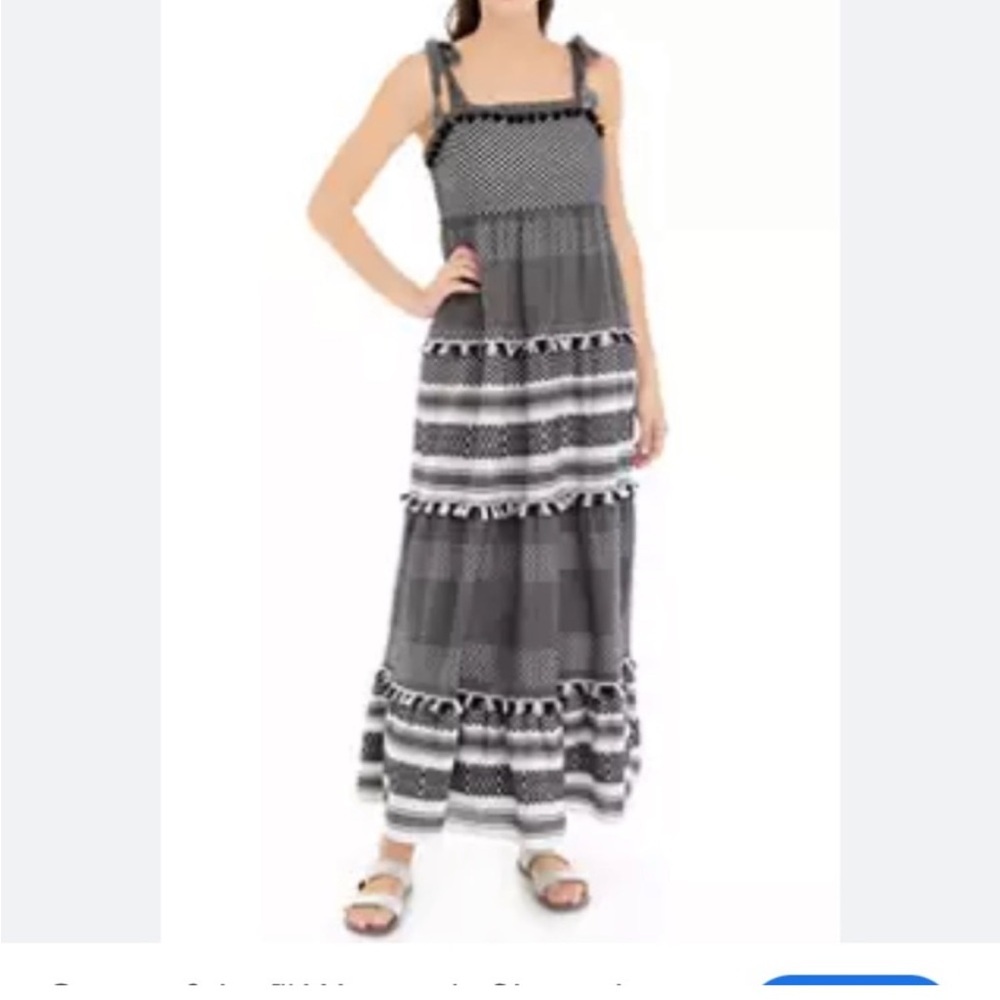 Crown & Ivy Black and White Boho Maxi Dress sz Small